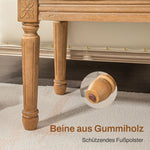 Upholstered Bench, Bed Bench, Wooden Legs, Cream