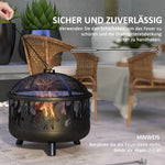 Fire Bowl, Spark Guard & Poker, Ø61.5 cm, Black