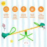 Kids Seesaw Outdoor Teeter Board Non-Slip Handle, Green Yellow