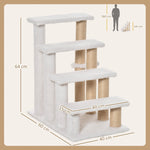 Pet Stairs, 4-Step with Scratching Post, Chipboard Plush Jute, White