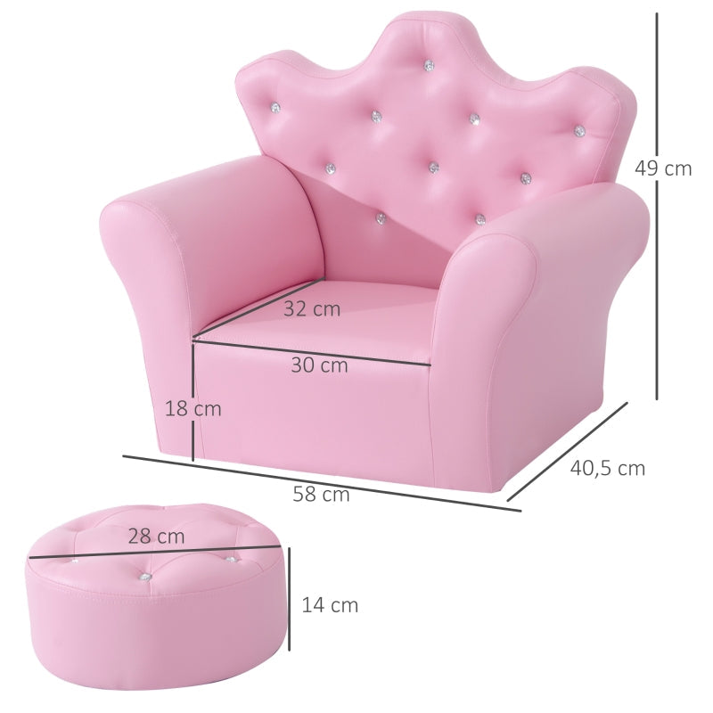 Play Sofa, Children's with Ottoman, Pink