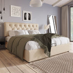 Hydraulic Upholstered Bed 140x200cm with Storage, Natural