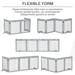 Dog Gate, 4-Part Foldable Freestanding, Wooden Light Grey