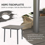 Garden Table Dining Table 4 People Umbrella Hole Slatted Frame HDPE Dark Grey