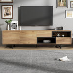 TV Cabinet 70-Inch Storage Ladder Compartments, Wood-Colored Chipboard