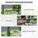 Grill Gazebo LED Lighting, Double Roof, Side Shelves, Waterproof Metal Grey