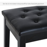 Piano Stool Bench with Storage, Rubber Wood Black Faux Leather