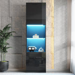Display Cabinet, Freestanding with LED Lighting, 1 Glass Shelf, Black