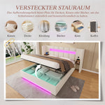 Multifunctional Bed Frame 160x200cm LED Hydraulic Storage Velvet