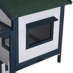 Rabbit Hutch Small Animal Cage, 151x78x84.5 cm Outdoor Run Ramp, Green White