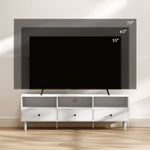 TV Cabinet with Drawers, 3 Open Compartments, Cable Management, White
