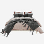 Modern Minimalist Bed Frame, Low-Profile Base 160x200 cm, Beige Dutch Velvet Fabric