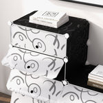 DIY Shoe Cabinet, 16 Compartments, Modular Wardrobe, PP Black + White