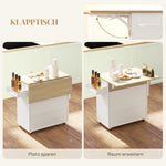 Kitchen Island, Folding Worktop & Storage, White