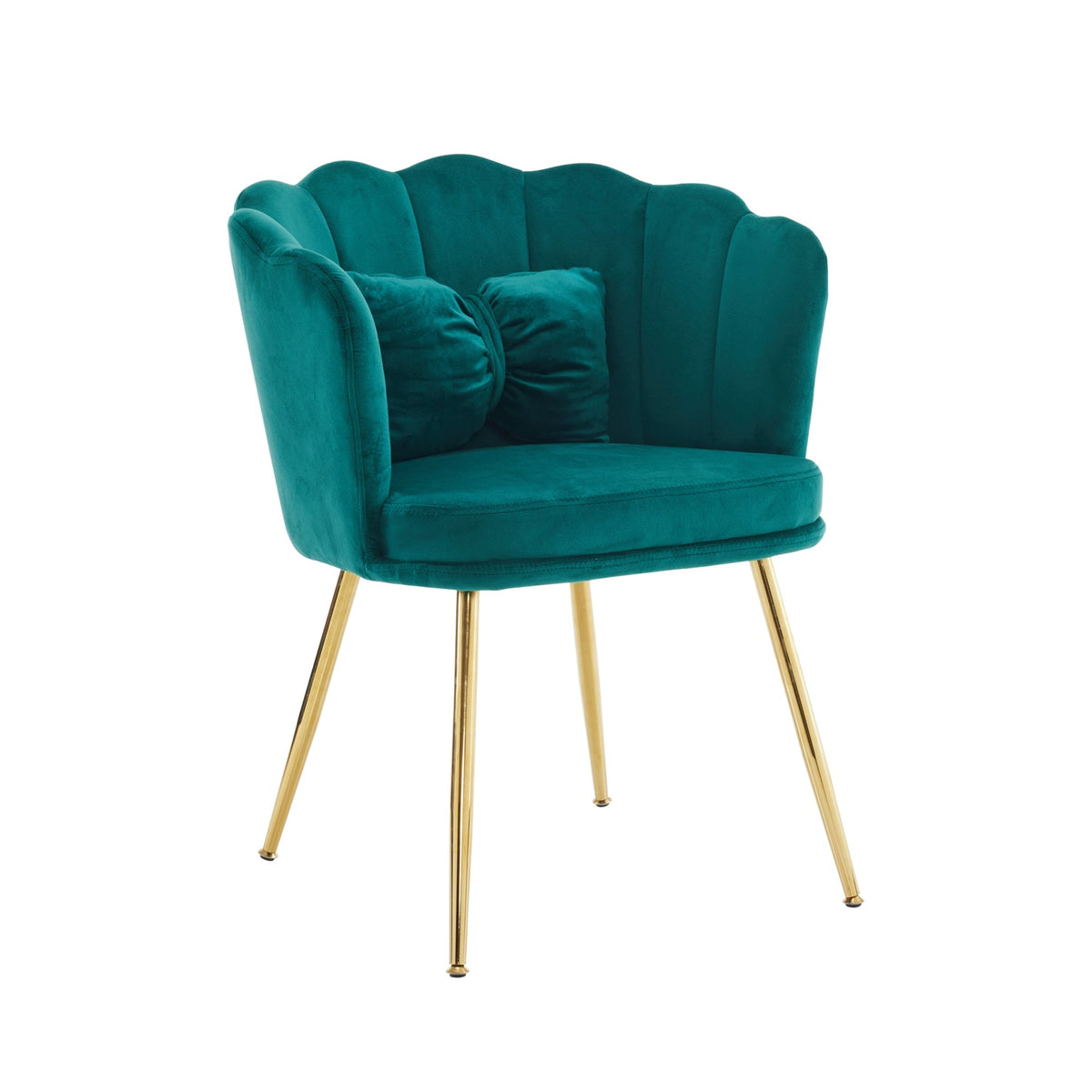 Chairs, Set of 6 Modern Velvet Upholstered with Petal Back, Gold Legs