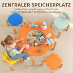 Children's Table and Chair Set 5-Piece Flower Shape Storage Bag - Wood Colorful