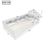 Children's Bed 90x200cm, Roof/Window, Storage, Safety Rail/Door, Solid Wood, White