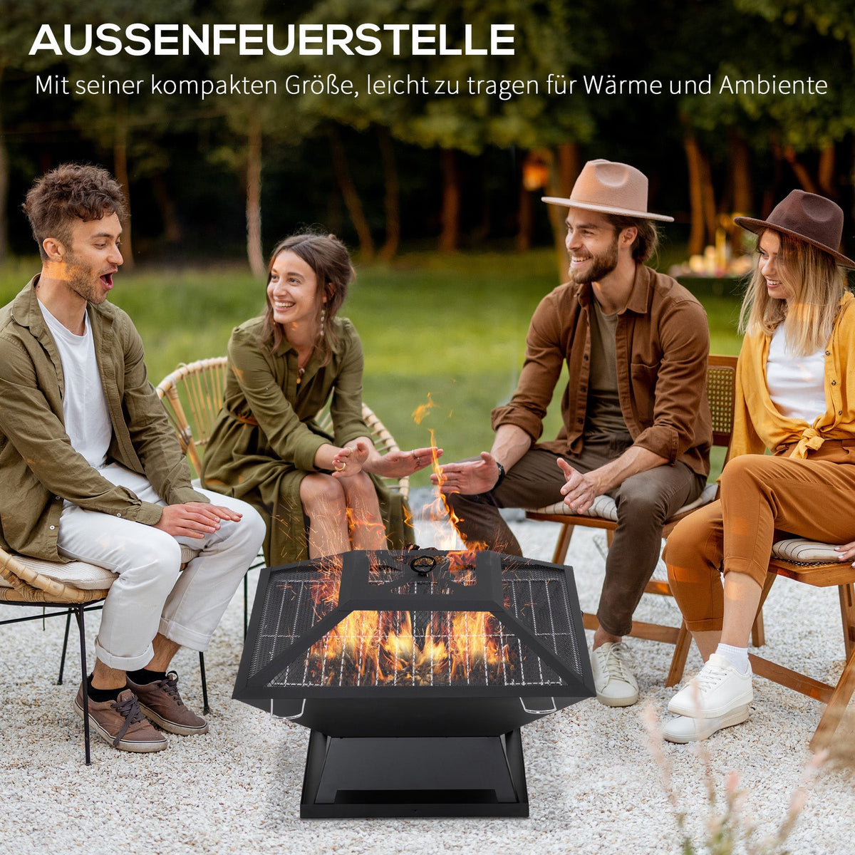 Fire Bowl Garden, Grill Grate Spark Guard, Steel Black