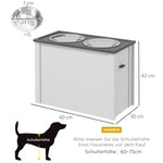 Dog Bowl, Feeding Station with Storage, 2L Stainless Steel Bowls, White