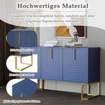 Sideboard, 3-Door Adjustable Shelves U-Shaped Metal, Navy Blue