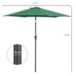 Folding Parasol Garden Market Umbrella Hand Crank Aluminum Ø2.6m Dark Green Polyester
