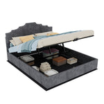 Modern Soft Bed with Mattress & Storage, 160x200cm, Gray