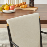 Set of 2 Dining Chairs Modern Scandinavian Upholstered Armrests - Cream Fabric