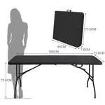 Folding Table 180cm, Portable Heavy Duty Multi-Functional, Black