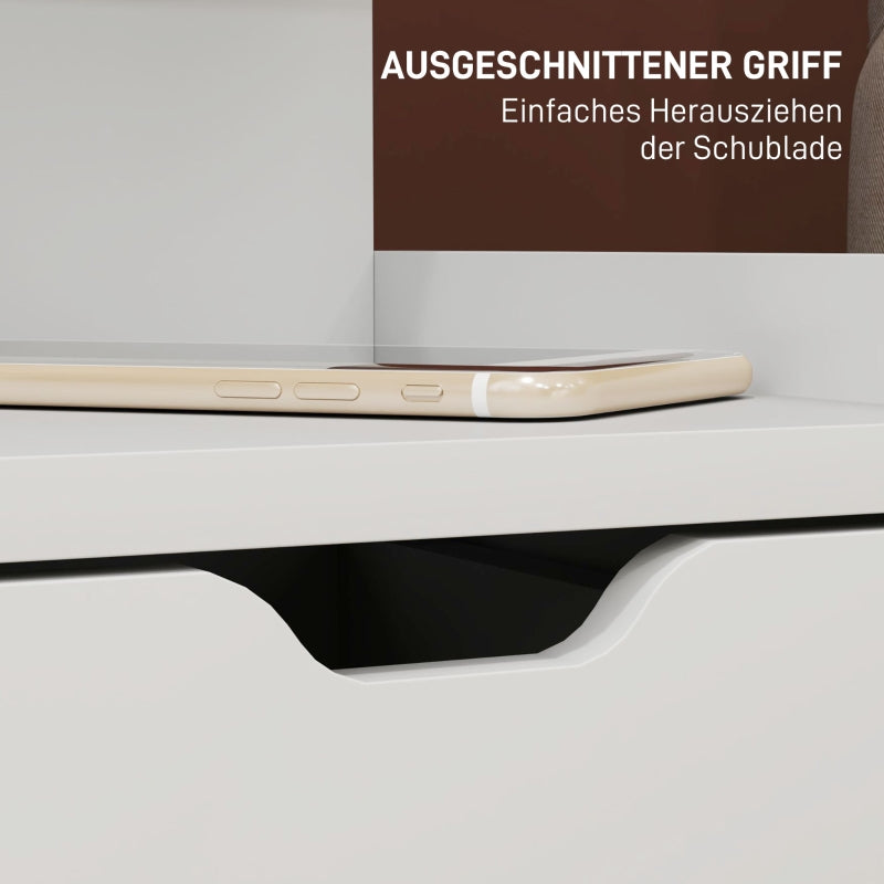 Bedside Table with 2 Drawers, Open Shelf, White