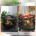 Fire Bowl, Spark Guard & Poker, Ø61.5 cm, Black