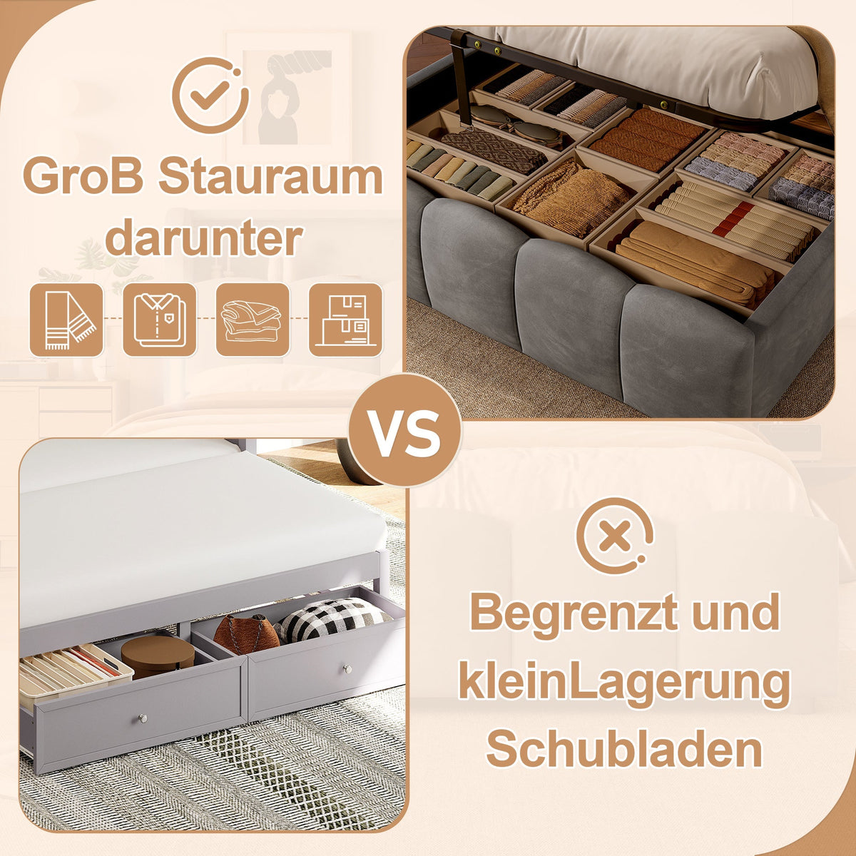 Upholstered Bed 140x200cm Hydraulic Storage LED Headboard USB/Type-C Velvet Grey