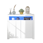 Chest of Drawers Sideboard - High Gloss LED Storage TV Stand - White