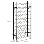Wine Rack, 60 Bottles Wall-Mounted Metal, Black