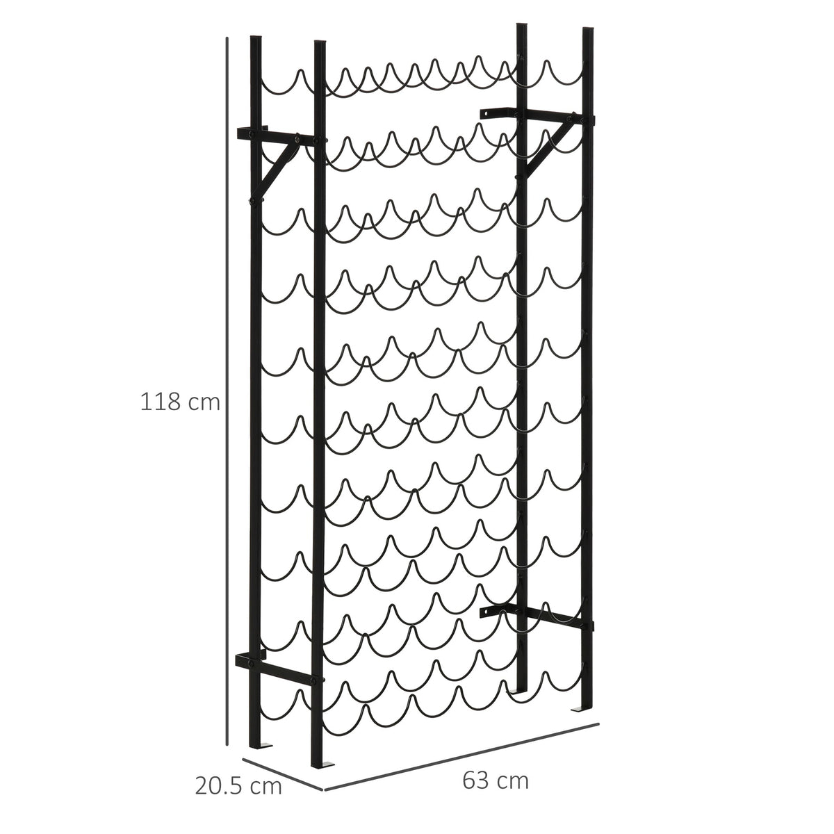 Wine Rack, 60 Bottles Wall-Mounted Metal, Black