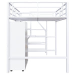 Loft Bed 140x200cm Wardrobe Desk Storage Ladder Shelves - White