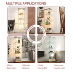Modern Glass Display Cabinet LED Lights Drawers 4 Shelves - White