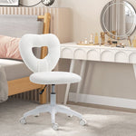 Desk Chair, Swivel Home Office Chair with Heart-Shaped Backrest, Height-Adjustable, White
