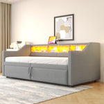 Upholstered Sofa Bed Extendable 90/180x200cm Storage LED USB - Light Grey