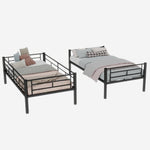 Twin over Twin Bunk Bed Convertible 2 Beds Ladders Railings, Metal Structure