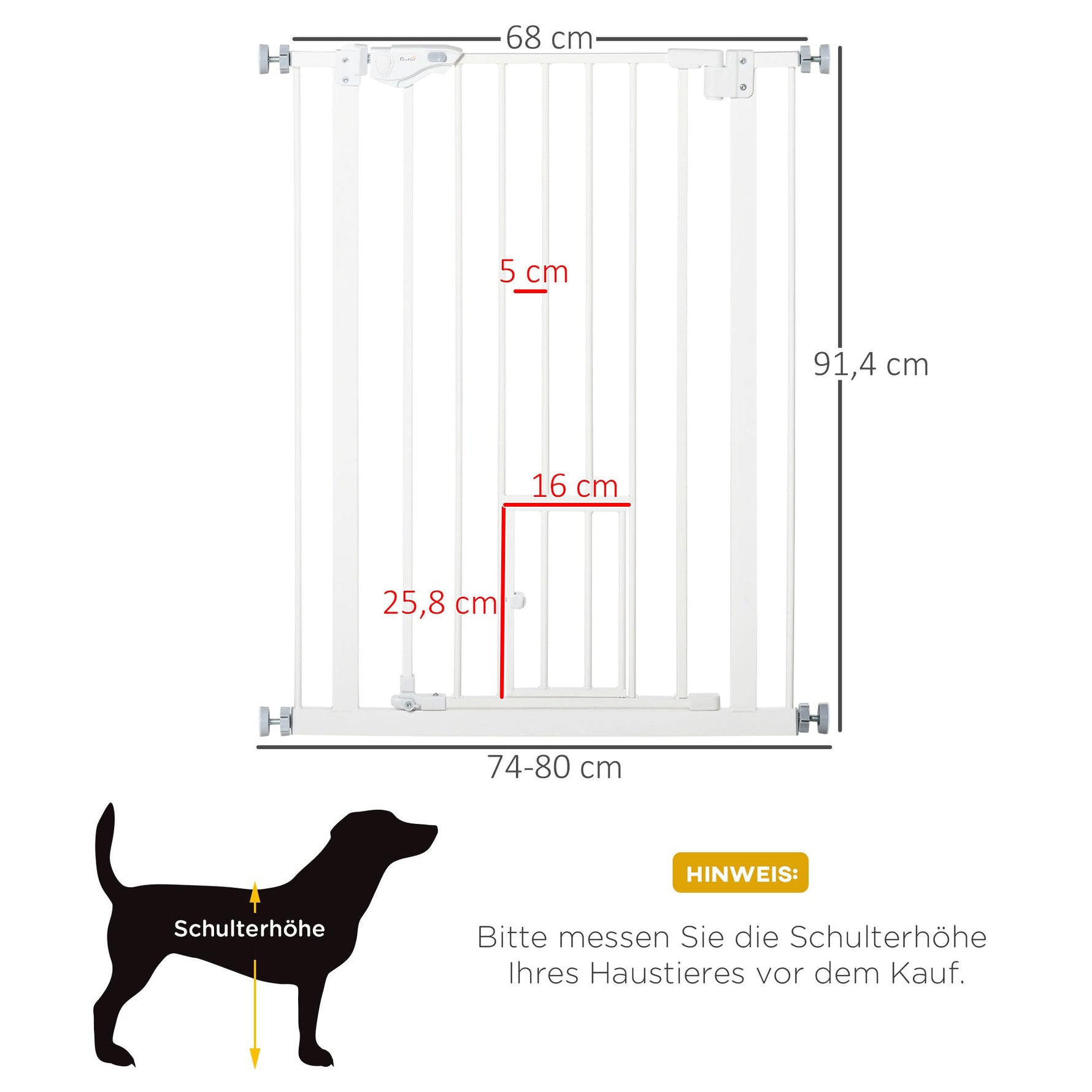 Safety Gate, Automatic Closing, 74-80cm, Steel