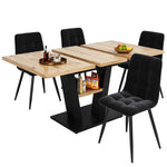 Dining Table Set Extendable V-Legs 5-Piece - Velvet