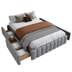 Upholstered Bed 140x200cm Slatted Base No Headboard - Grey