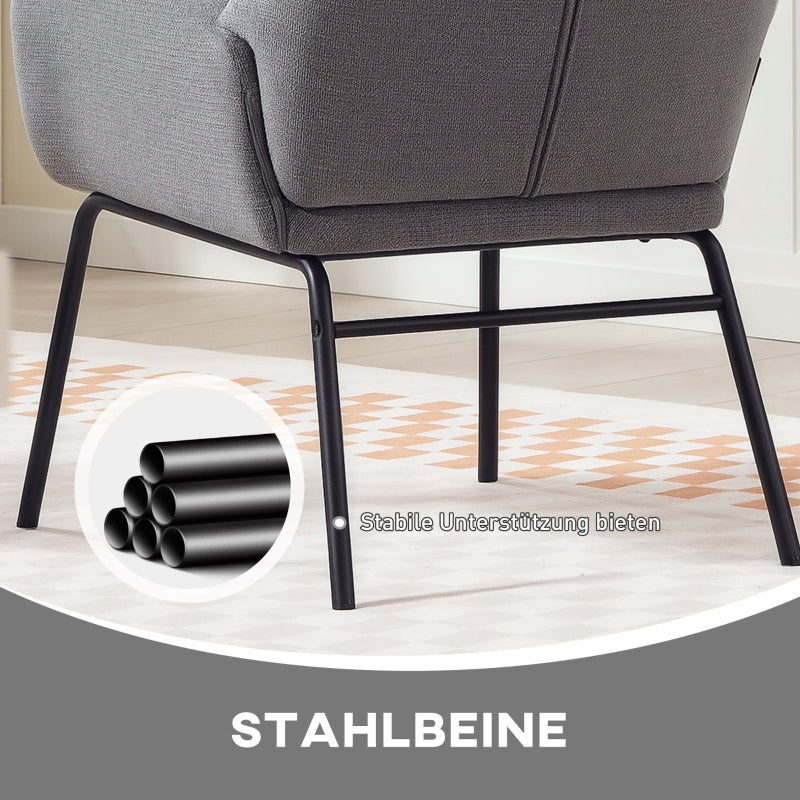 Dining Chair, High Back Thick Padding Metal Legs, Grey