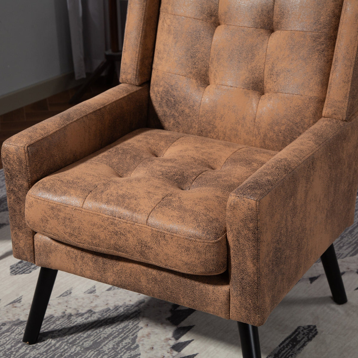 2-Piece Accent Armchair Set with High-Density Foam and Solid Wood Legs, Durable Fabric