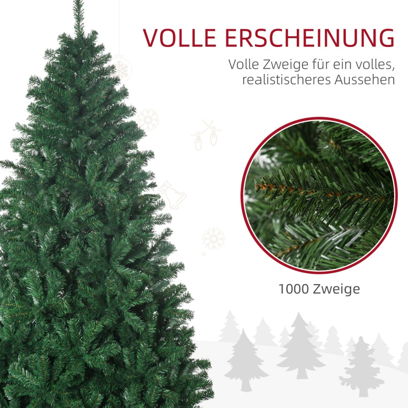 Christmas Tree 1.8m Artificial Fir 1000 Branches Metal Base Green PVC