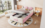 Children's Upholstered Storage Bed 90x200 with Cushions, Velvet