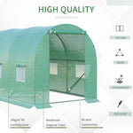 Polytunnel Tomato Greenhouse, 6 Mesh Windows Round Arched, Green