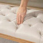 Upholstered Bench, Bed Bench, Wooden Legs, Cream