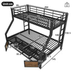Children's Bunk Bed with Storage & Ladder 90x200/140x200 cm, Black