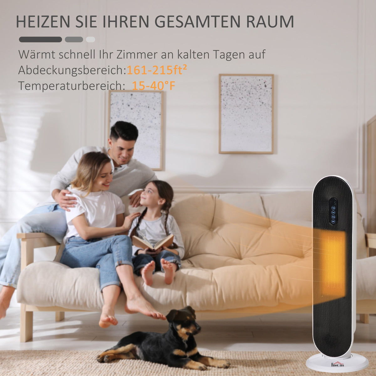 Heater Fan 2000W Electric Ceramic Heating Tower with Remote Control, Compact